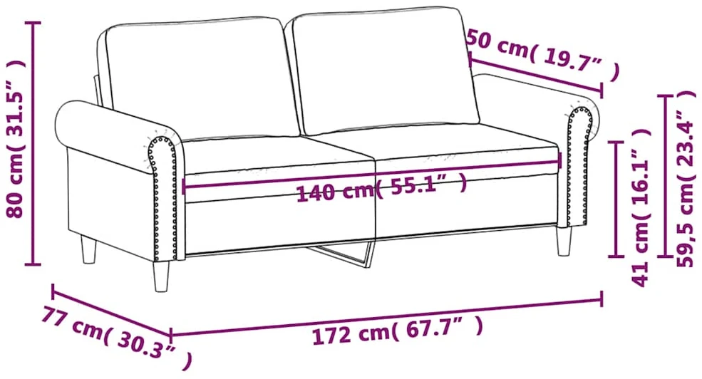 Dvivietė sofa, tamsiai pilkos spalvos, 140cm, aksomas