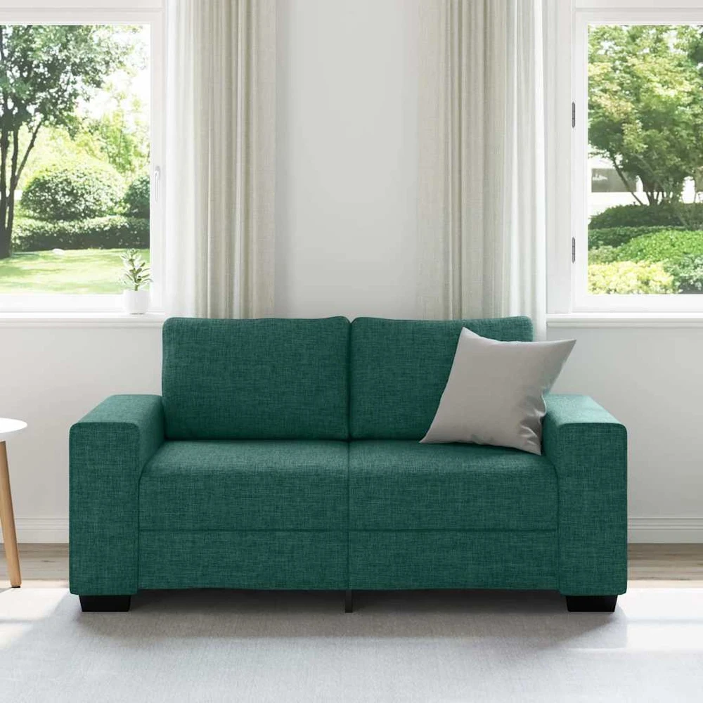 Dvivietė sofa, tamsiai žalia, 160x77x82 cm, audinys