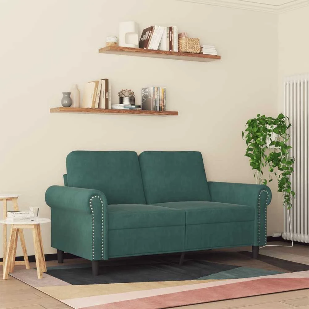 Dvivietė sofa, tamsiai žalios spalvos, 120cm, aksomas