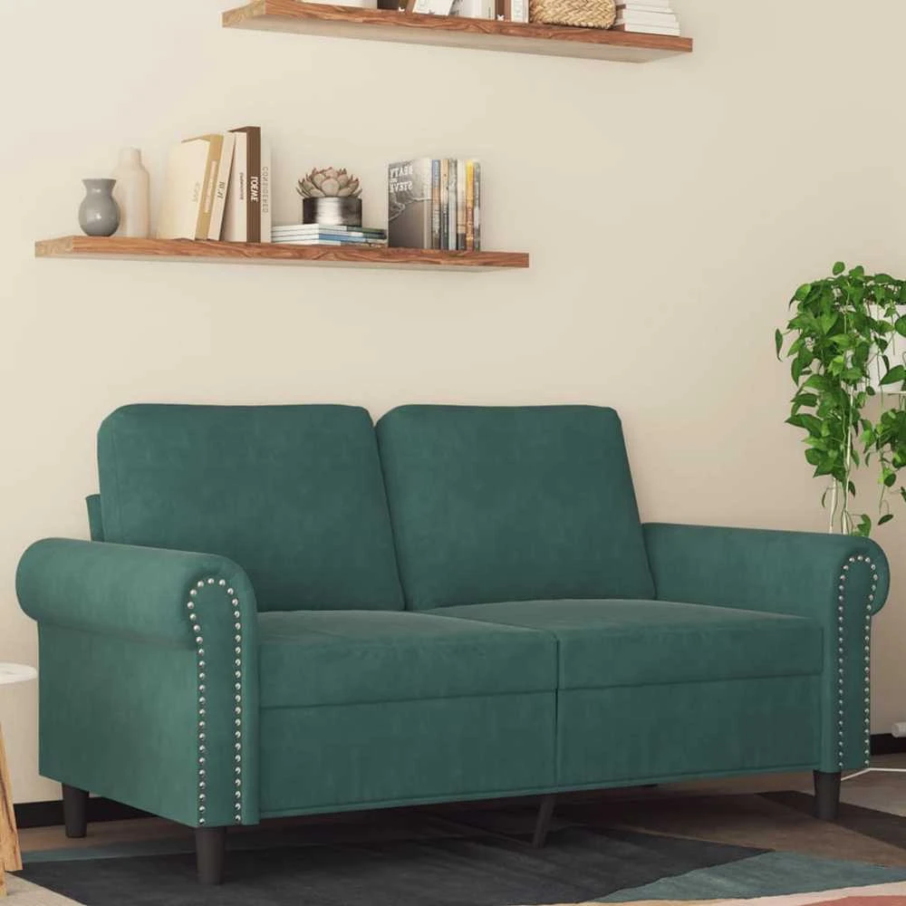Dvivietė sofa, tamsiai žalios spalvos, 120cm, aksomas