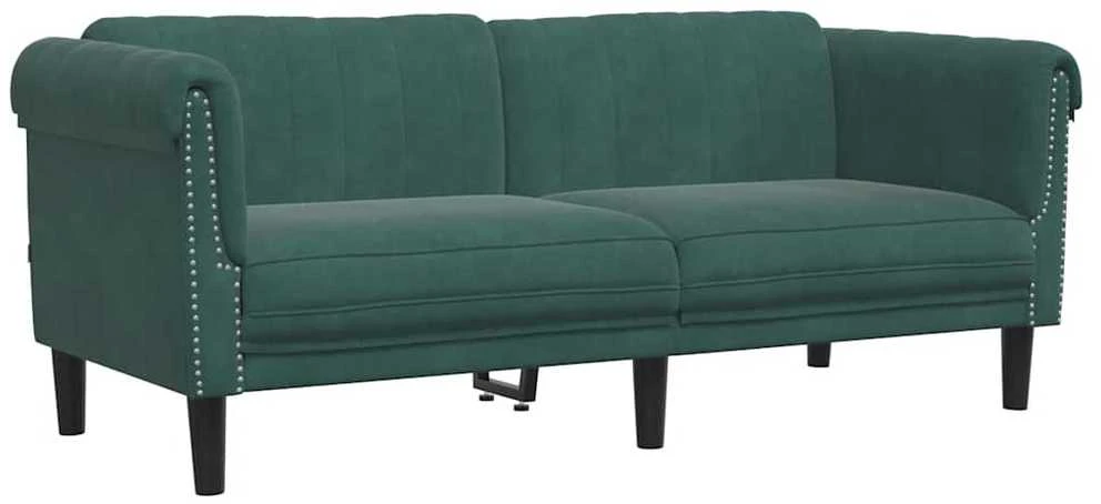 Dvivietė sofa, tamsiai žalios spalvos, aksomas