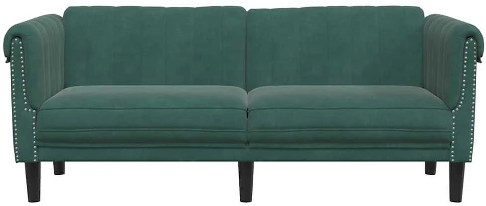 Dvivietė sofa, tamsiai žalios spalvos, aksomas