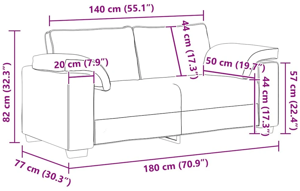 Dvivietė sofa Taupe 180 cm audinys