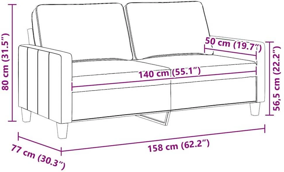 Dvivietė sofa, taupe spalvos, 140cm, audinys