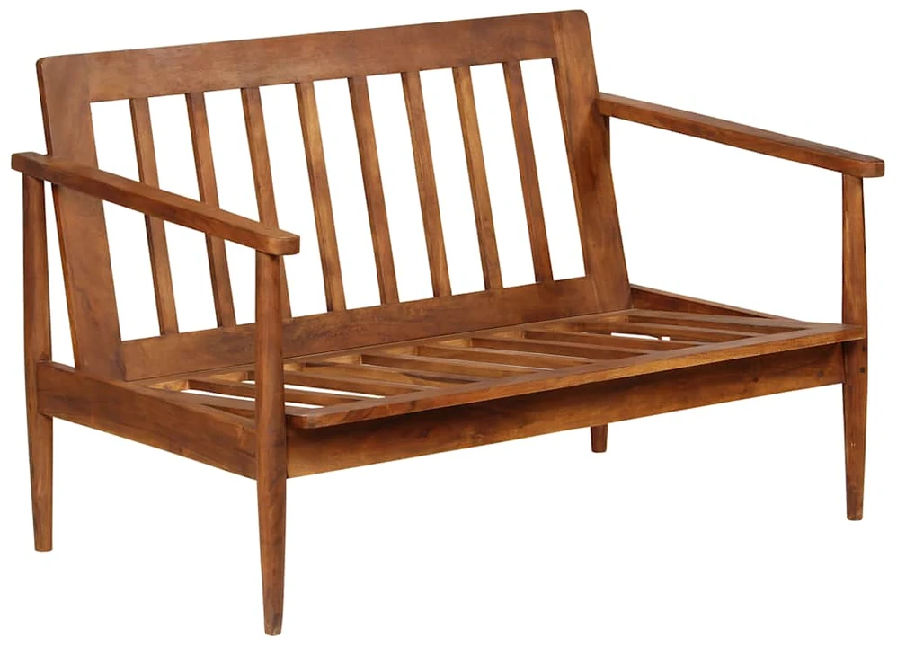 Dvivietė sofa, tikra oda ir akacijos mediena, ruda