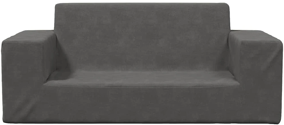 Dvivietė vaikiška sofa, antracito spalvos, minkštas pliušas