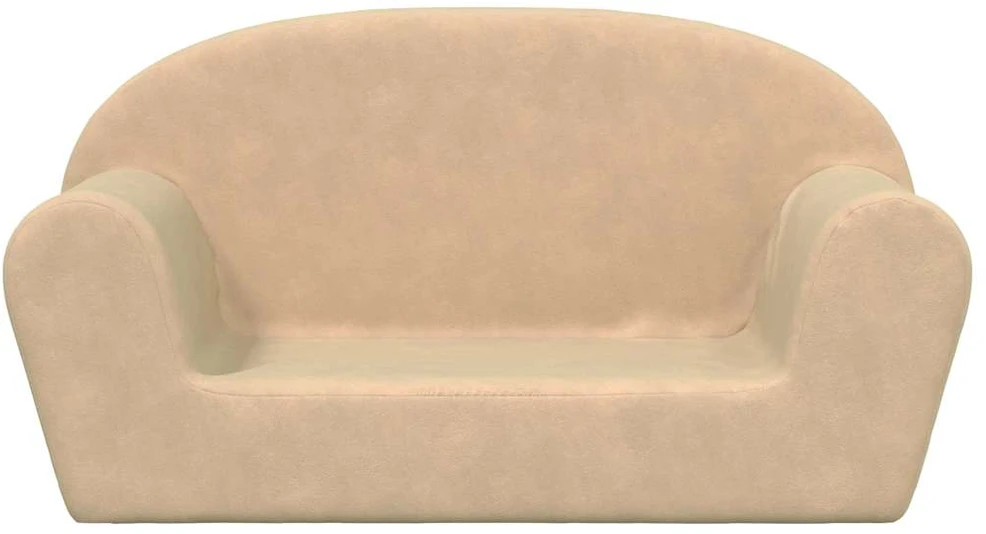 Dvivietė vaikiška sofa, kreminės spalvos, minkštas pliušas