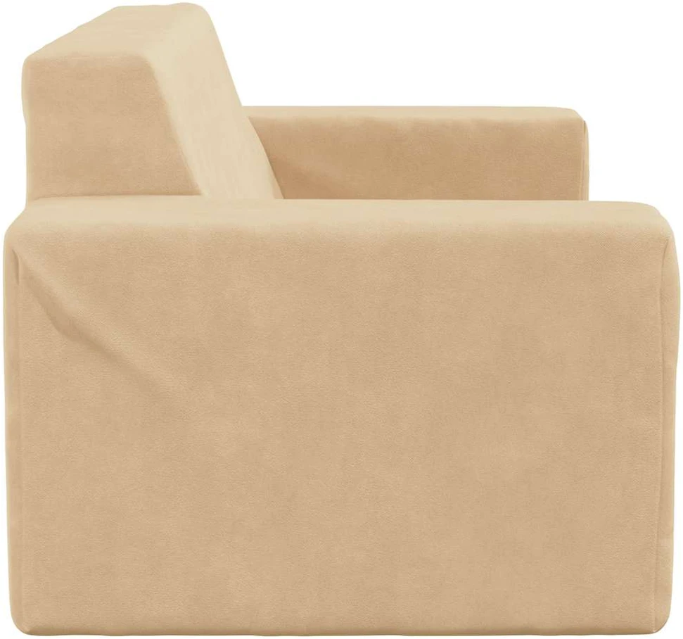Dvivietė vaikiška sofa, kreminės spalvos, minkštas pliušas