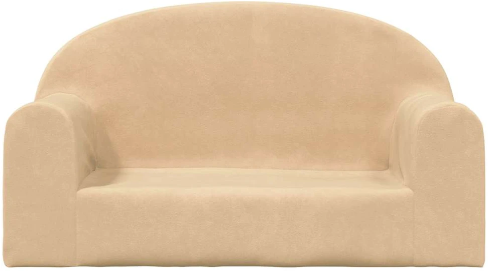Dvivietė vaikiška sofa, kreminės spalvos, minkštas pliušas