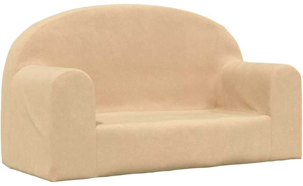 Dvivietė vaikiška sofa, kreminės spalvos, minkštas pliušas