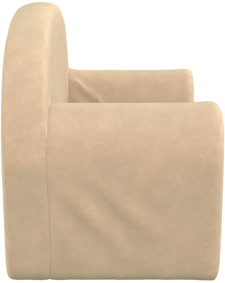 Dvivietė vaikiška sofa, kreminės spalvos, minkštas pliušas