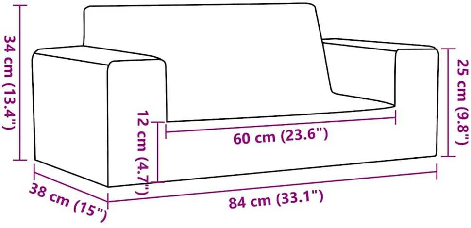 Dvivietė vaikiška sofa, mėlynos spalvos, minkštas pliušas