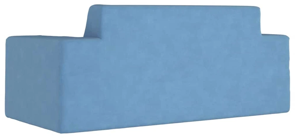 Dvivietė vaikiška sofa, mėlynos spalvos, minkštas pliušas