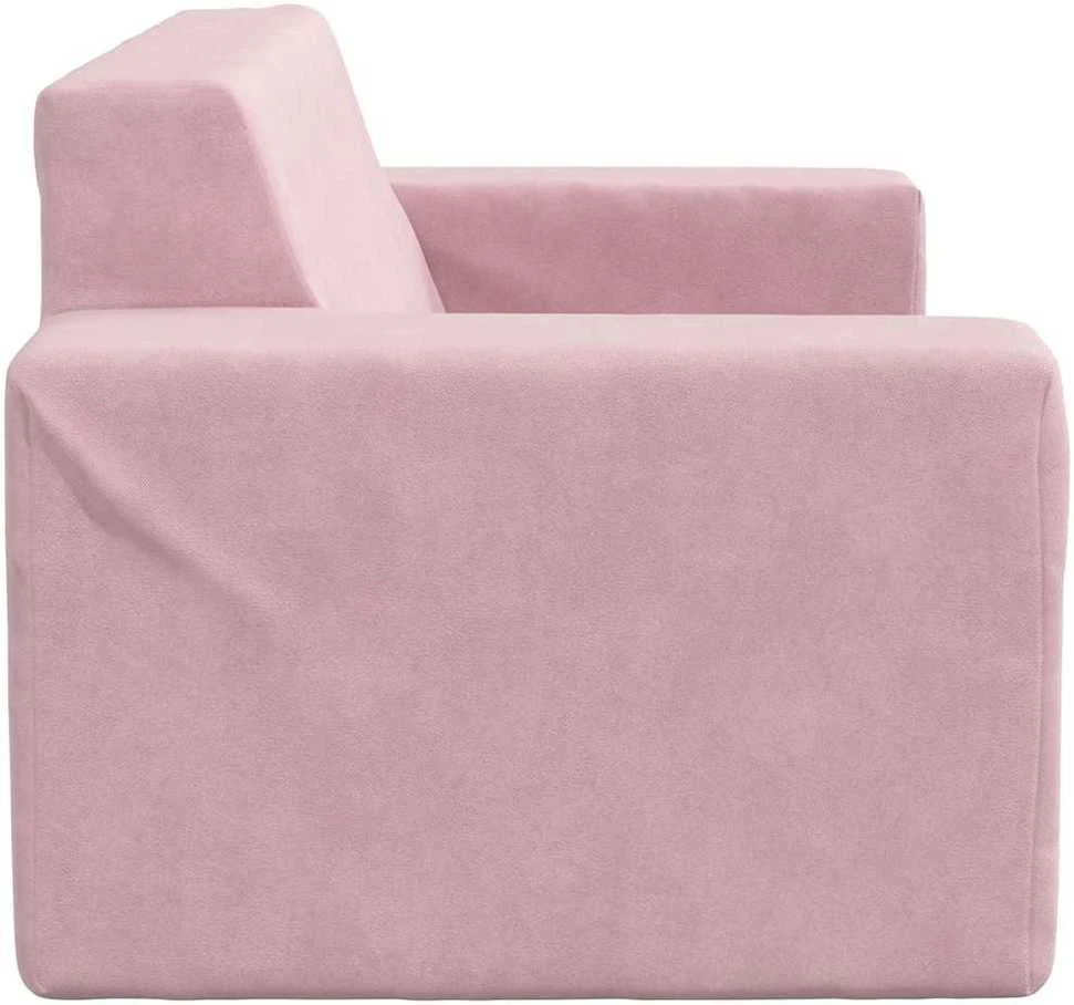 Dvivietė vaikiška sofa, rožinės spalvos, minkštas pliušas