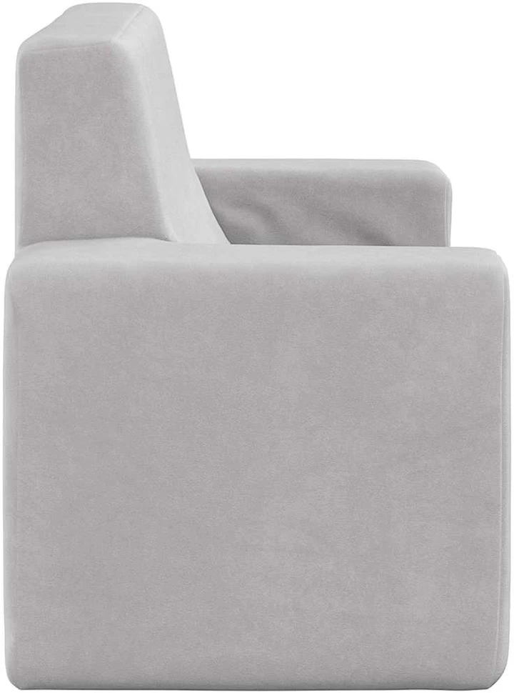 Dvivietė vaikiška sofa, šviesiai pilka, minkštas pliušas