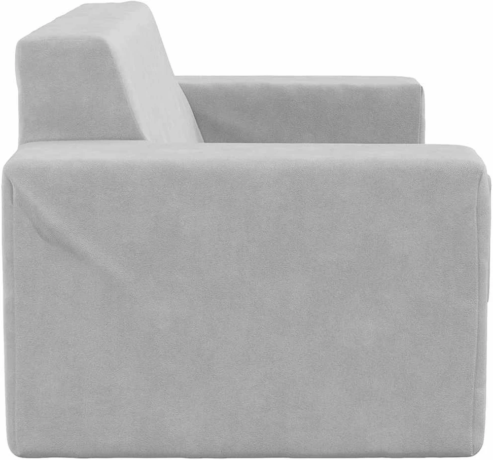Dvivietė vaikiška sofa, šviesiai pilka, minkštas pliušas