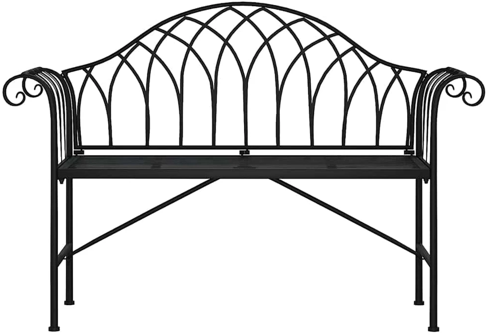 Dvivietis sodo suoliukas, juodos spalvos, 128cm, plienas