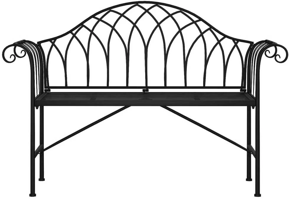 Dvivietis sodo suoliukas, juodos spalvos, 128cm, plienas