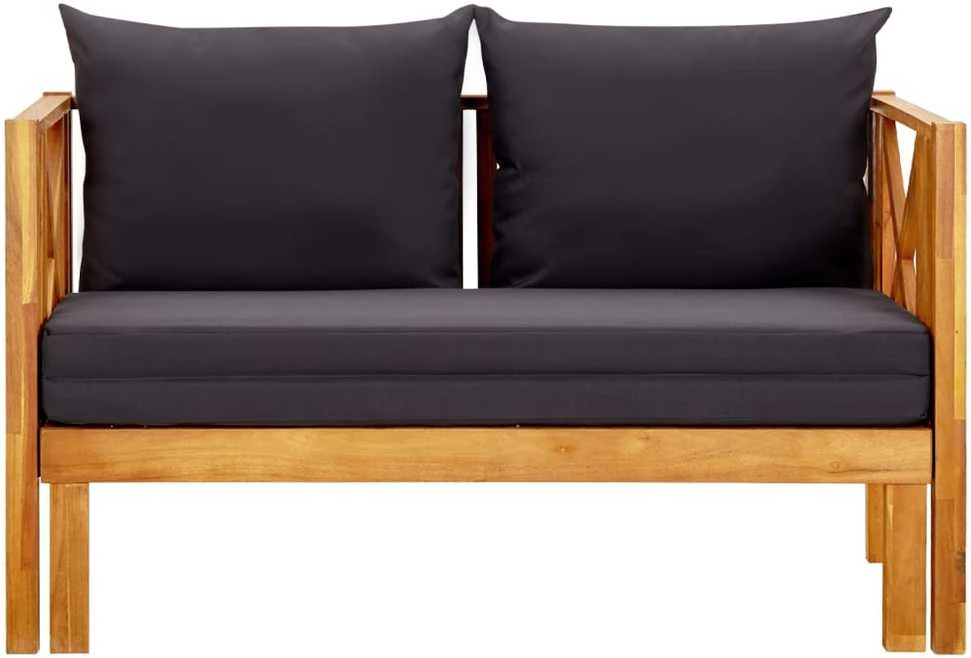 Dvivietis sodo suoliukas su čiužinuku, 122cm, akacijos masyvas