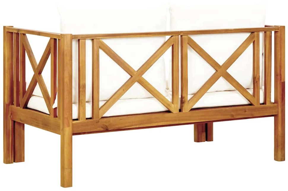 Dvivietis sodo suoliukas su čiužinuku, 122cm, akacijos masyvas