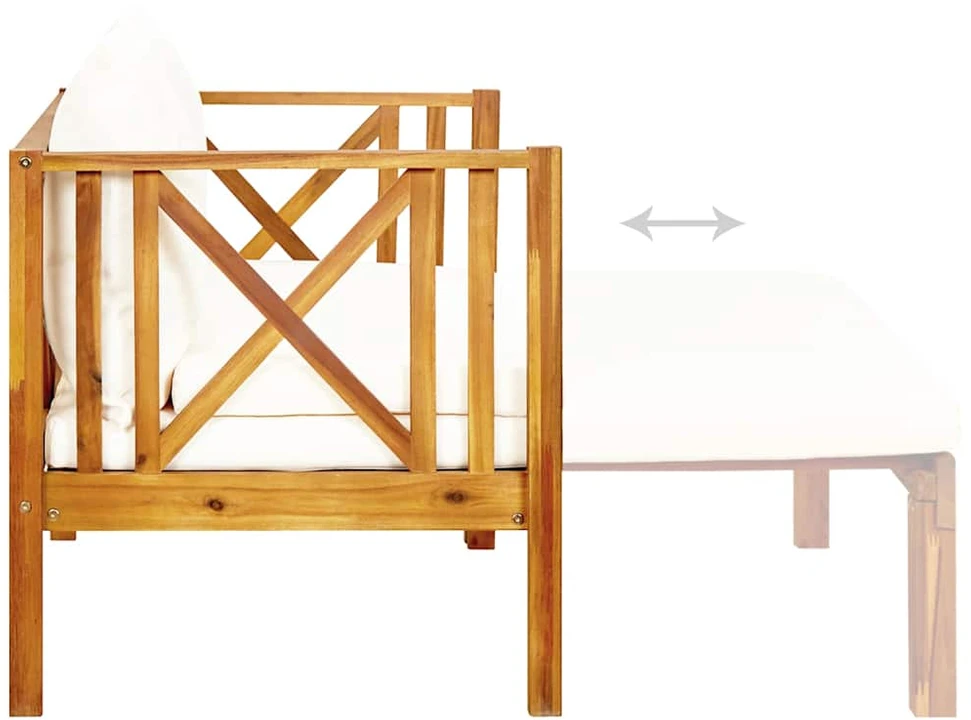 Dvivietis sodo suoliukas su čiužinuku, 122cm, akacijos masyvas