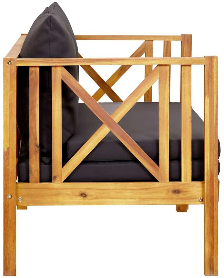 Dvivietis sodo suoliukas su čiužinuku, 122cm, akacijos masyvas