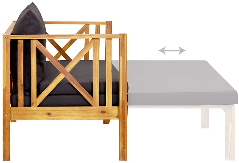 Dvivietis sodo suoliukas su čiužinuku, 122cm, akacijos masyvas