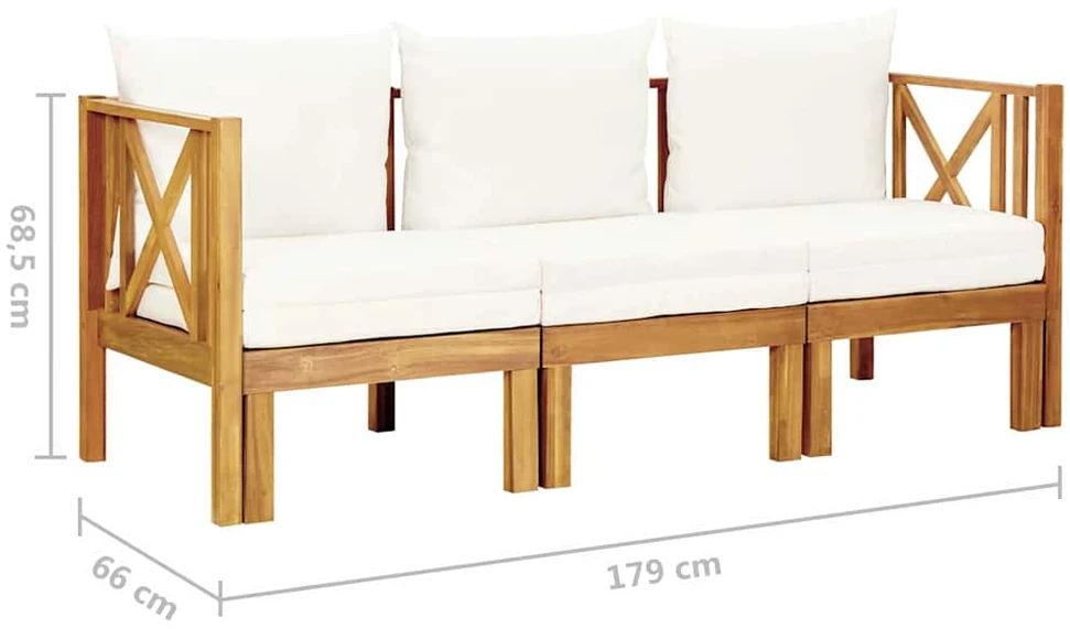 Dvivietis sodo suoliukas su čiužinuku, 179cm, akacijos masyvas