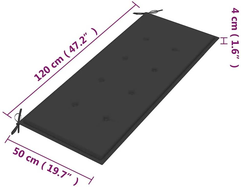 Dvivietis sodo suoliukas su pagalvėle, 120cm, eukalipto masyvas