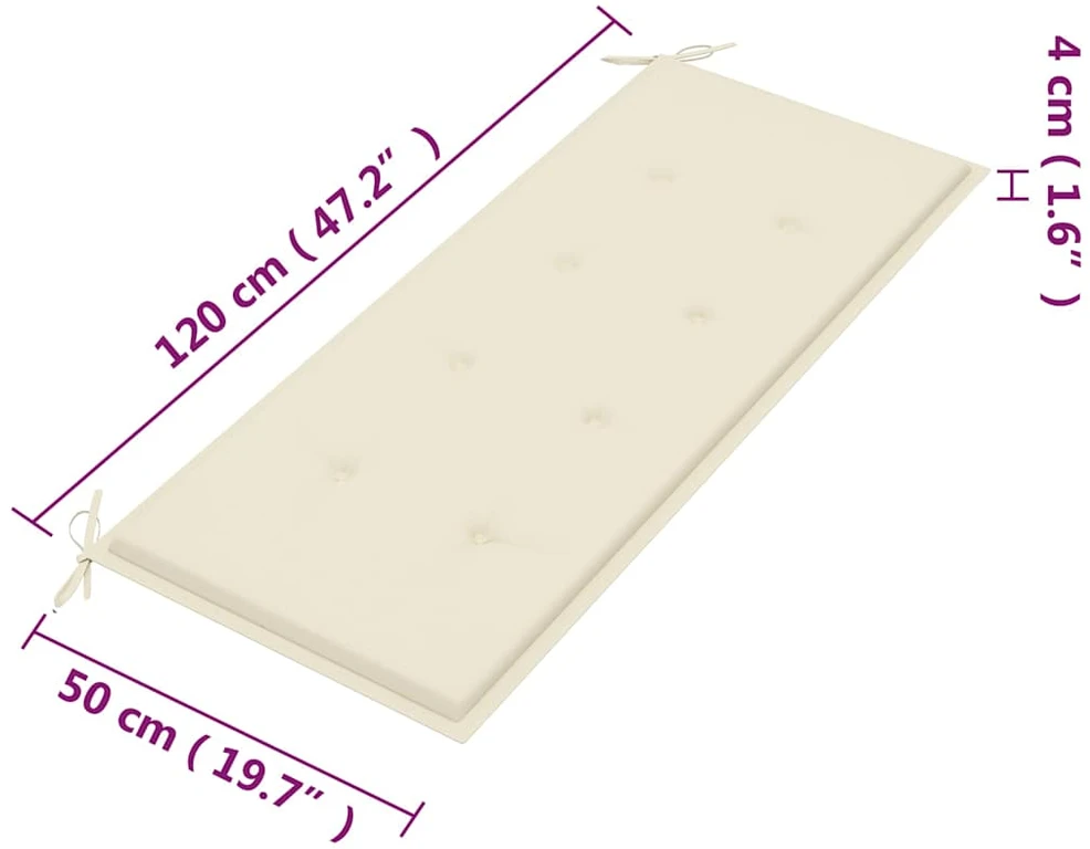 Dvivietis sodo suoliukas su pagalvėle, 120cm, eukalipto masyvas