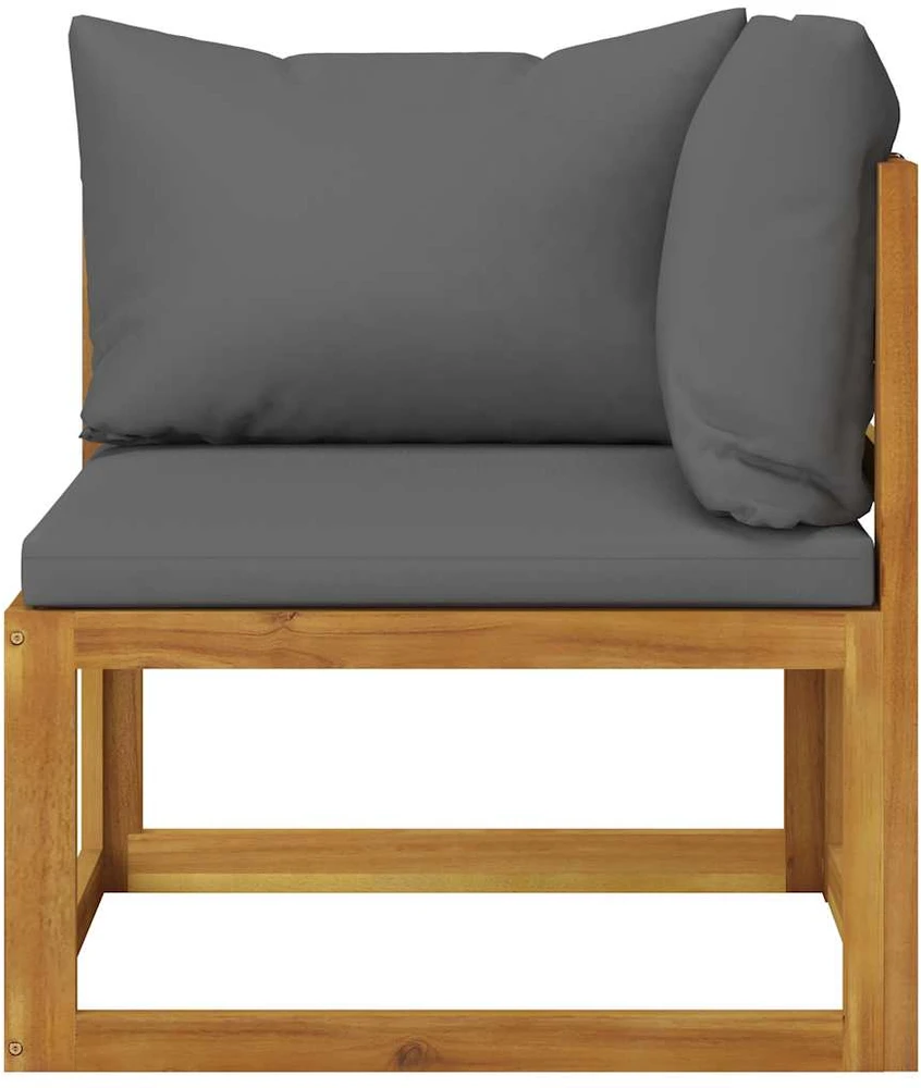 Dvivietis sodo suoliukas su tamsiai pilkomis pagalvėlėmis