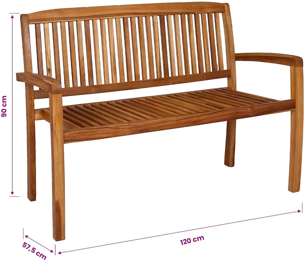 Dvivietis sudedamas sodo suoliukas, 128,5cm, tikmedžio masyvas