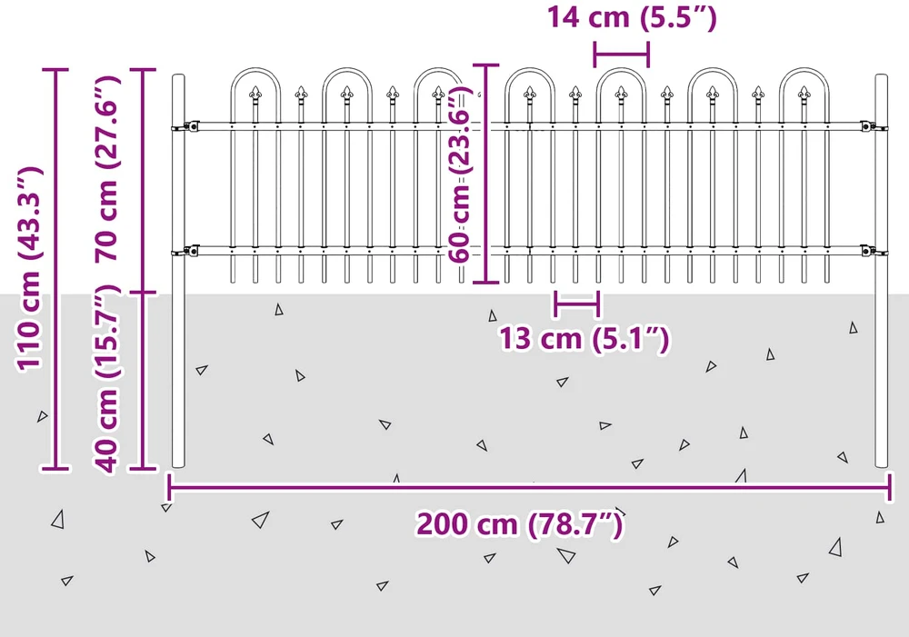 Dygliuota arkinė tvora DRONTEN 200 x 110 cm Juoda