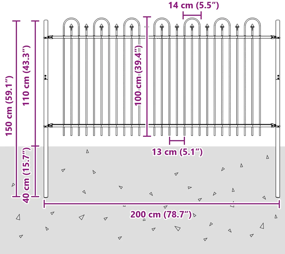 Dygliuota arkinė tvora DRONTEN 200 x 150 cm Juoda