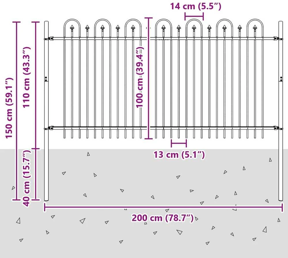 Dygliuota arkinė tvora DRONTEN 200 x 150 cm Juoda