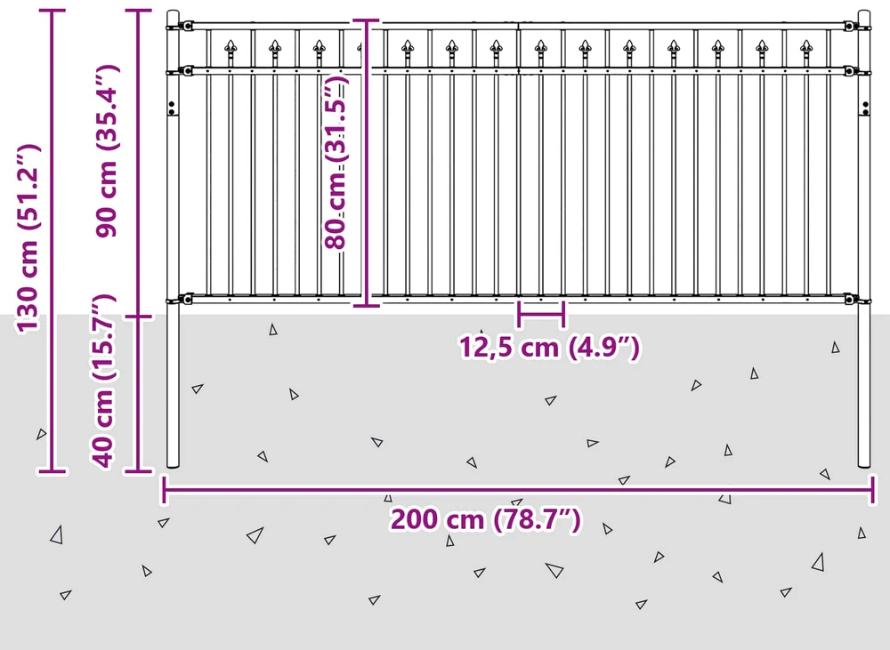 Dygliuota tvora BAARLO 200 x 130 cm Juoda