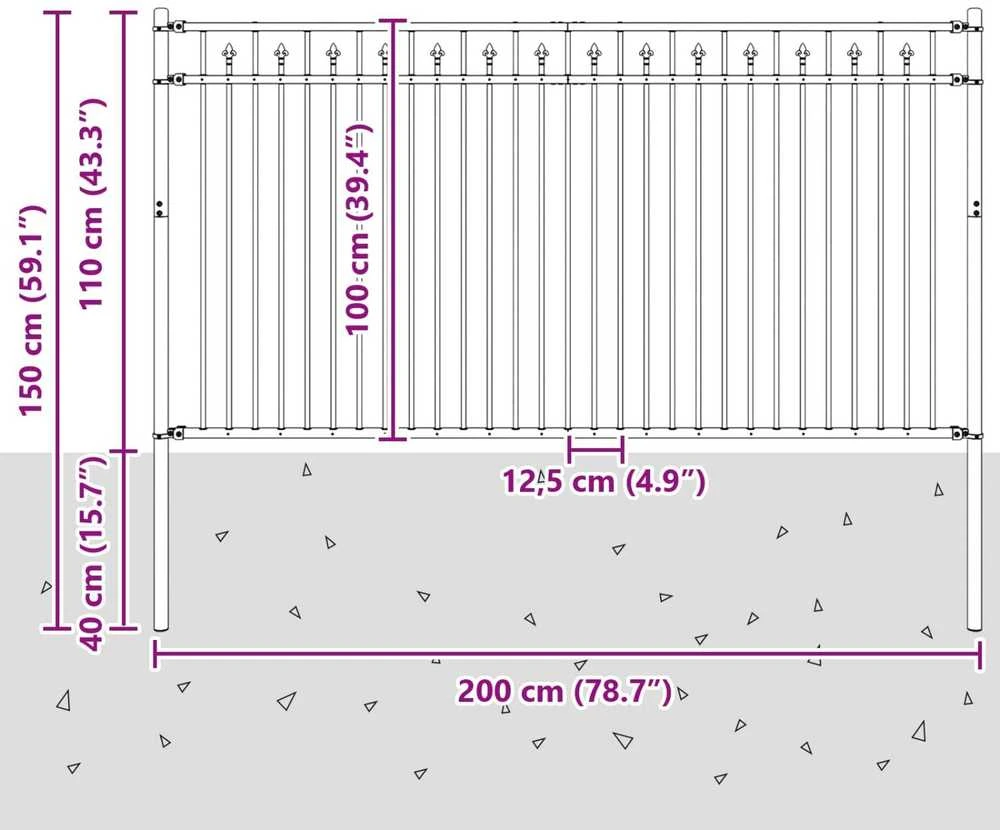 Dygliuota tvora BAARLO 200 x 150 cm Juoda