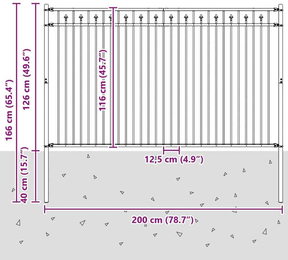 Dygliuota tvora BAARLO 200 x 166 cm Juoda