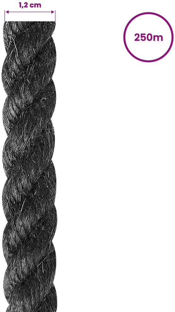 Džiuto virvė 120 mm 250 m Juoda 100% Tossa jutas