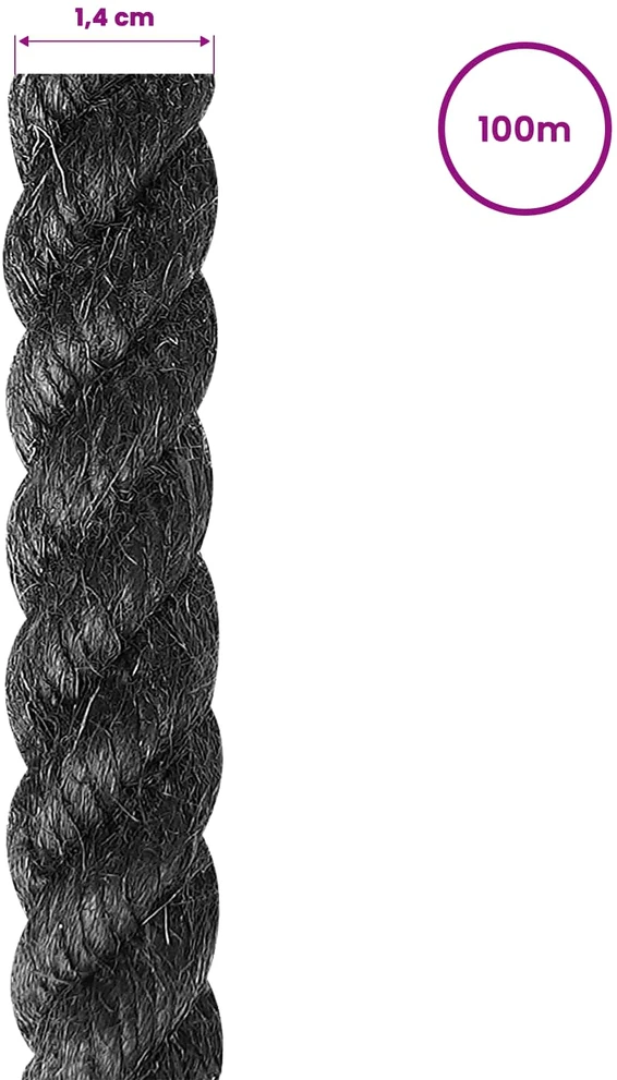 Džiuto virvė 140 mm 100 m Juoda 100% Tossa jutas