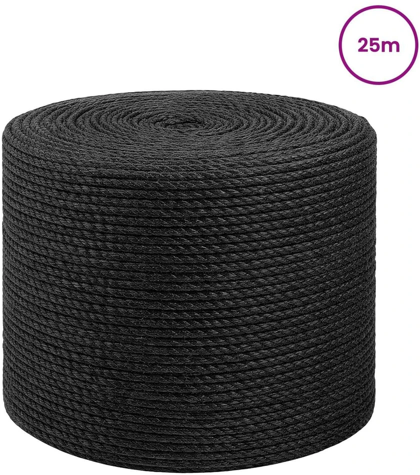 Džiuto virvė 8 mm Juoda 100% Tossa jutas