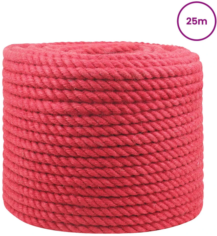 Džiuto virvė 10 mm Raudona 100% Tossa jutas