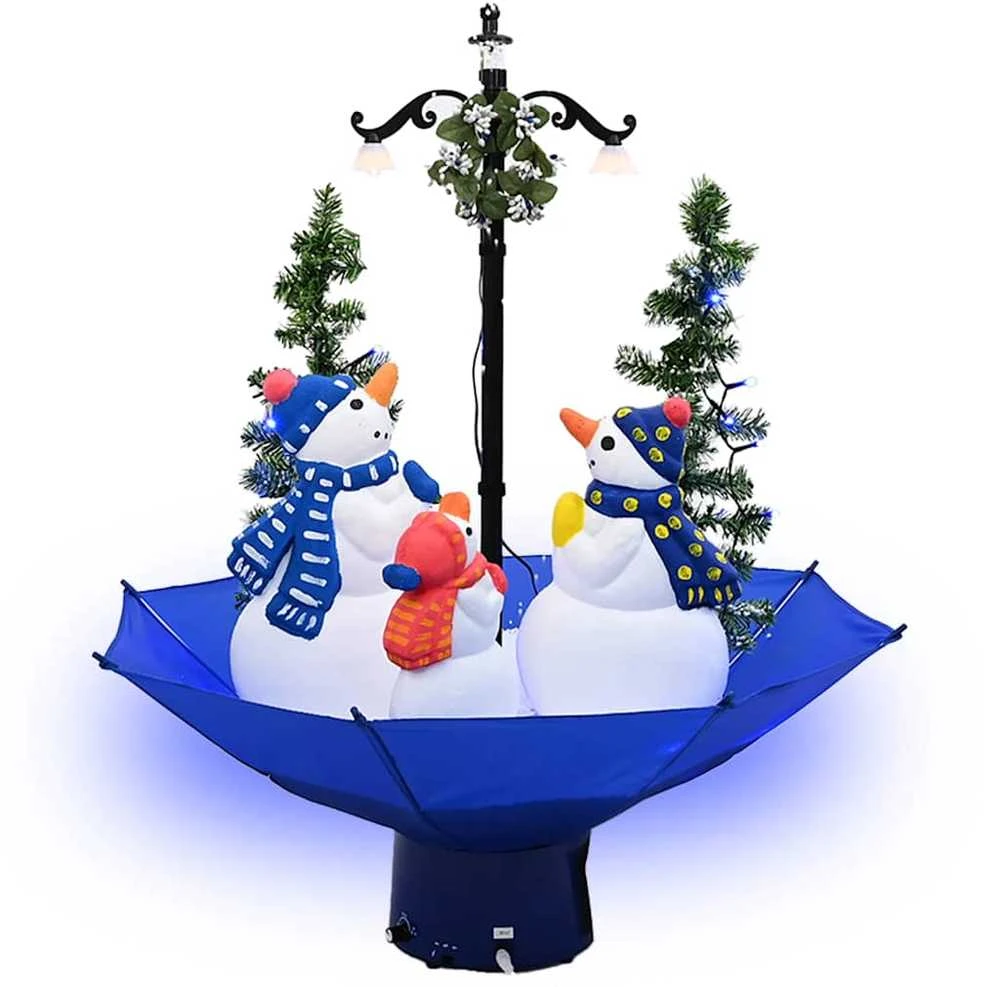 Eglutė su sniego funkcija ir skėčio pagrindu, mėlyna, 75cm, PVC
