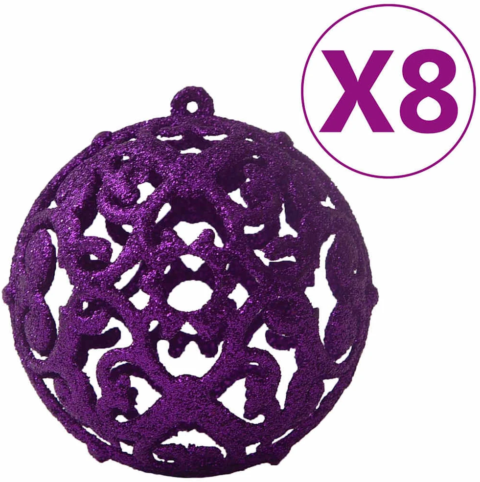 Eglutės žaisliukų rinkinys, 100vnt., violetinės spalvos