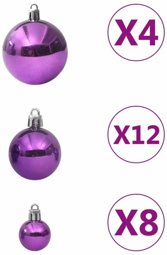 Eglutės žaisliukų rinkinys, 100vnt., violetinės spalvos