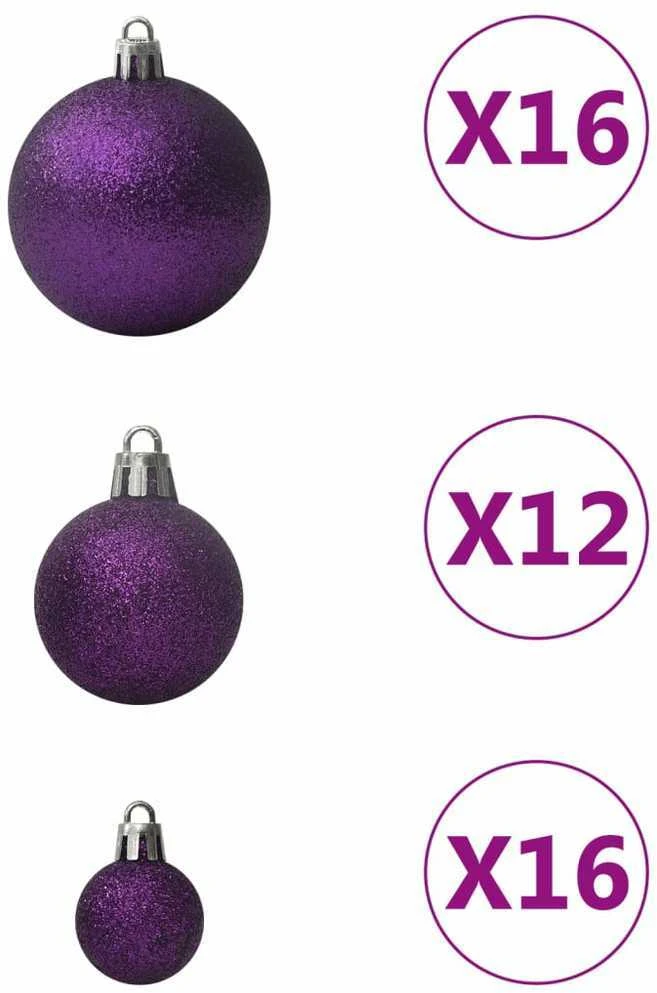Eglutės žaisliukų rinkinys, 100vnt., violetinės spalvos