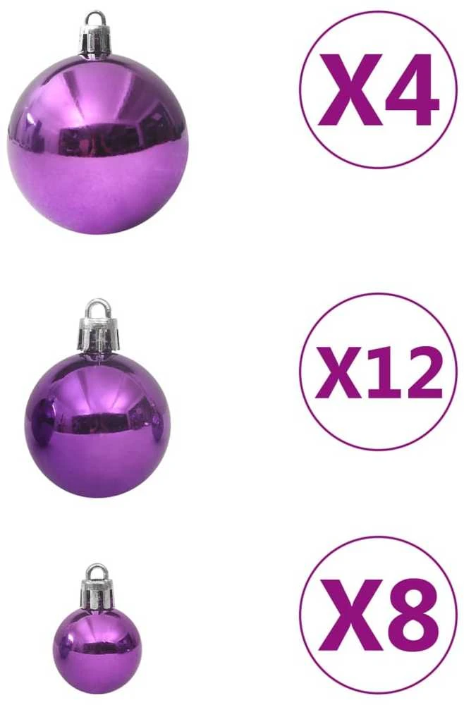Eglutės žaisliukų rinkinys, 100vnt., violetinės spalvos