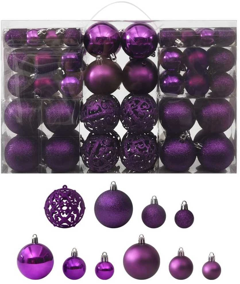 Eglutės žaisliukų rinkinys, 100vnt., violetinės spalvos