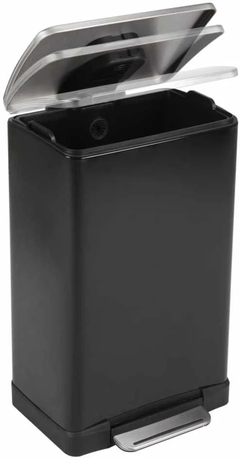 EKO Šiukšliadėžė su pedalu E-Cube, matinės juodos spalvos, 40l
