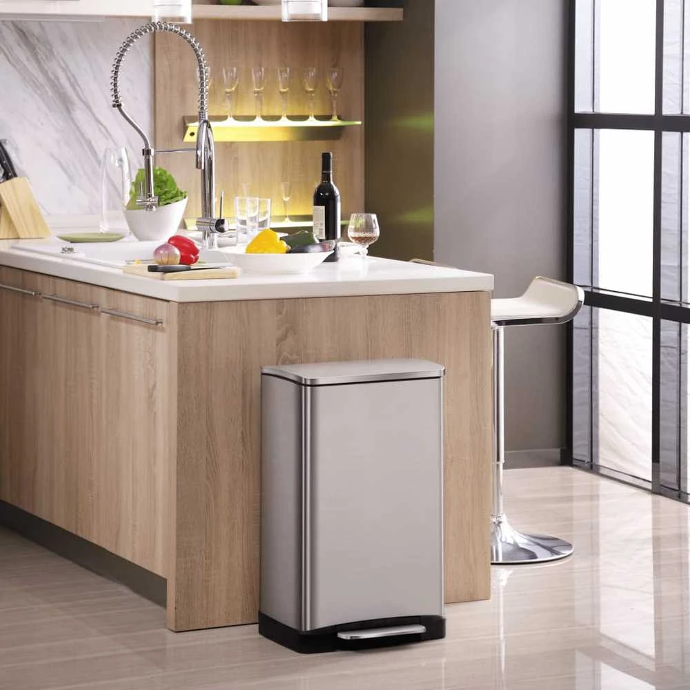 EKO Šiukšliadėžė su pedalu E-Cube, matinės sidabrinės spalvos, 40l